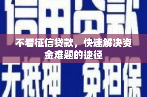 芦淞不看征信贷款，快速解决资金难题的捷径