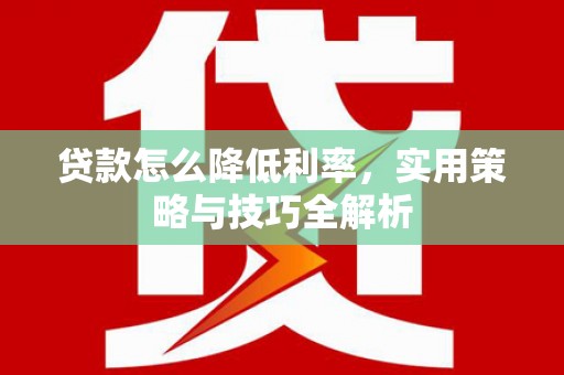 芦淞贷款怎么降低利率，实用策略与技巧全解析