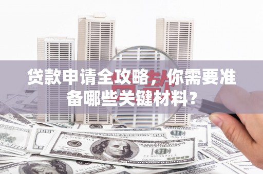 芦淞贷款申请全攻略，你需要准备哪些关键材料？