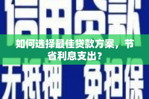 芦淞如何选择最佳贷款方案，节省利息支出？