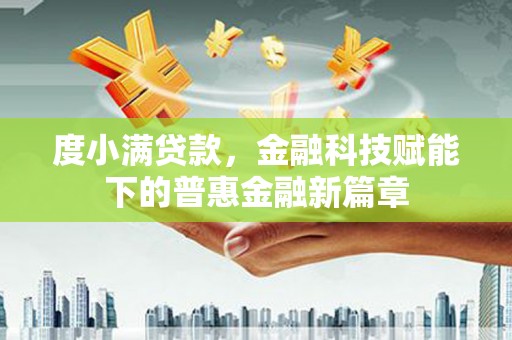 芦淞度小满贷款，金融科技赋能下的普惠金融新篇章
