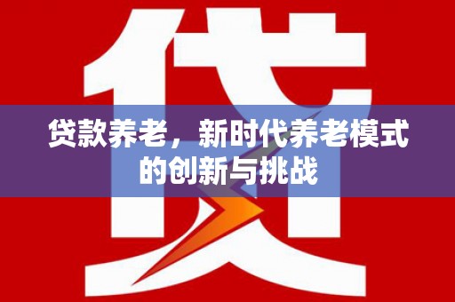 芦淞贷款养老，新时代养老模式的创新与挑战