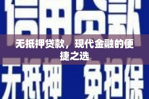 芦淞无抵押贷款，现代金融的便捷之选