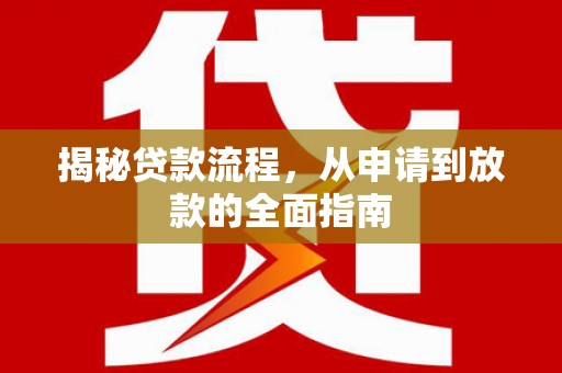 芦淞揭秘贷款流程，从申请到放款的全面指南