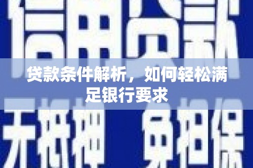芦淞贷款条件解析，如何轻松满足银行要求