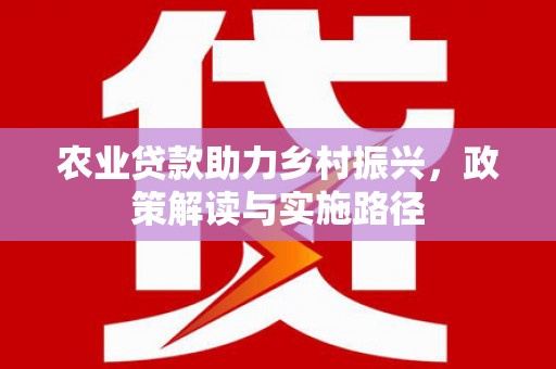 芦淞农业贷款助力乡村振兴，政策解读与实施路径