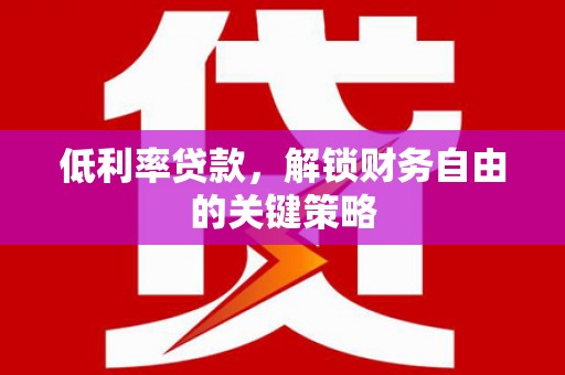 芦淞低利率贷款，解锁财务自由的关键策略