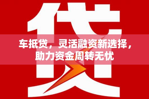 芦淞车抵贷，灵活融资新选择，助力资金周转无忧