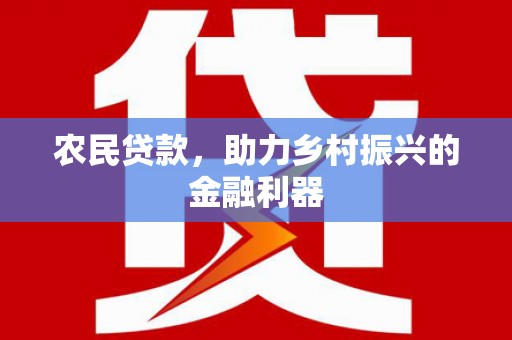 芦淞农民贷款，助力乡村振兴的金融利器