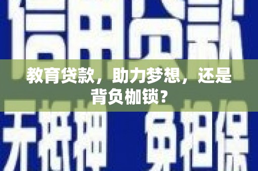 芦淞教育贷款，助力梦想，还是背负枷锁？