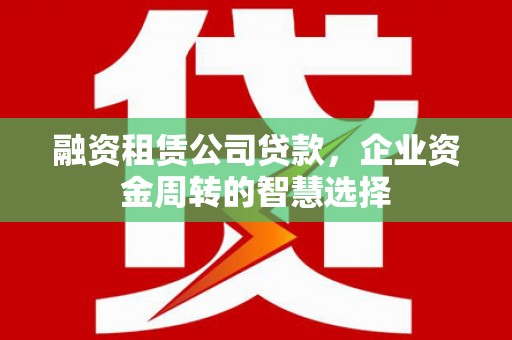 芦淞融资租赁公司贷款，企业资金周转的智慧选择
