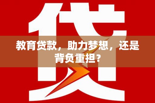 芦淞教育贷款，助力梦想，还是背负重担？