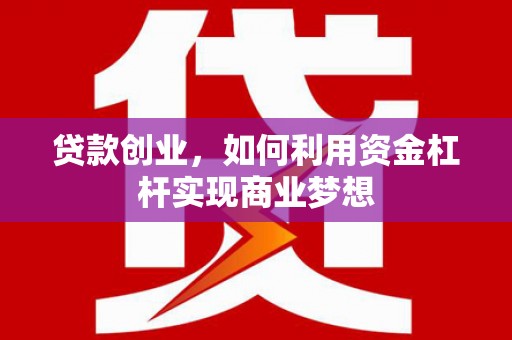 芦淞贷款创业，如何利用资金杠杆实现商业梦想