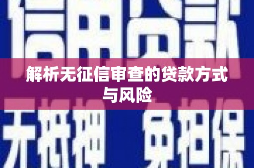 芦淞解析无征信审查的贷款方式与风险