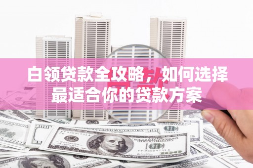 芦淞白领贷款全攻略，如何选择最适合你的贷款方案