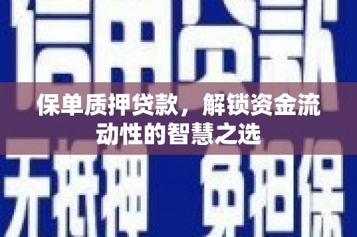 芦淞保单质押贷款，解锁资金流动性的智慧之选